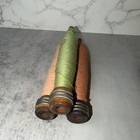 Lot Of 3 Vintage Wood Industrial Textiles Bobbins Sewing Spools With Thread