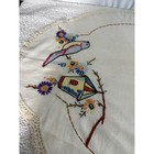 Vintage Embroidered Table Runner Birds Floral Lace Trim Farmhouse Kitchen Decor