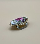 Vintage 50s Gold Tone Mcm Hidden Hinged Lipstick Holder Case Secret Floral Oval
