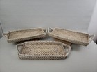 Seagrass Basket Trays Set Of 3 Handles White Cording Woven Natural Boho