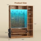 Hall Tree With Flip Drawers  7 Shelves And Led Lights  Farmhouse Entryway Bench