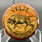 Antique 1896 Velie Brand Saddlery Co Pinback Button John Deere Vintage Old 1900s