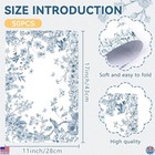 50 Count Blue   White Floral Paper Placemats  11x17 Inch Disposable Table Mats