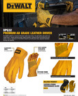 Dewalt Dpg32 Premium Grade Leather Drivers Protective Roping Work Gloves Large