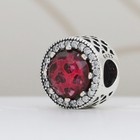 Red Cerise Radiant Hearts Crystals   Clear Cz Pandora Charm New Year 2026 Color
