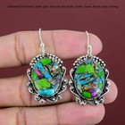 Natural Fiesta Kingman Turquoise Drop Dangle Earrings Jewelry Sterling Silver