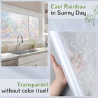 Rabbitgoo Privacy Window Film 3d Rainbow Decorative Static Stained Glass Sticker