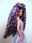 Barbie Doll Wig Size 4  Wool Locks Ooak Fairy Princess Shades Of Purple Lavender