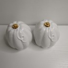 New White Ceramic Pumpkin Salt   Pepper Shaker Set Of 2