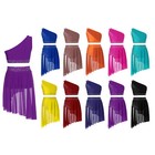 Girls Lyrical Dance Outfit One Shoulder Crop Tops With Skirted Briefs Shiny