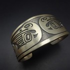 Heavy Kabana Sterling Silver Overlay Pacific Northwest Raven Cuff Bracelet 86g