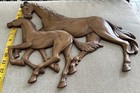 Rare Horse Mare Foal Equine Wall Art Mcm 1940s Syroco Wood Equestrian Decofigure