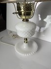 Vintage Hobnail Milk Glass Hurricane Lamp Works Great 18   