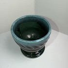 Vintage Hull Pottery Planter Pot F34 Drip Glaze Pedestal Blue Green Black Usa 5   