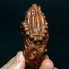 3 Inch Old Japanese Boxwood Hand Carved Buddha Hand Statue Netsuke Collectable