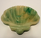 Vintage Green Marbled Plastic Seashell Soap Dish Trinket Tray Mid Century