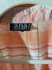 A n a Woman Plaid Button Up Shirt Peach Orange Short Sleeve Cotton Plus Size