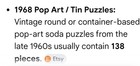 Pepsi-cola 60s 70s Vintage Pop Art Round Jigsaw Puzzle In Tin Can 