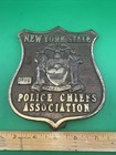 New York State Police Chiefs Association Brass License Plate Topper Vintage D591
