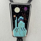 Navajo Sterling Silver Space Landscape Inlay Bolo Tie Native American Jewelry