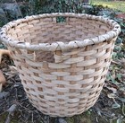 Huge Antique Primitive Southern Gathering Basket Splint Oak Woven Handles