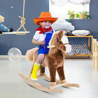 Kids Rocking Horse Plush Toddler Rocker Wooden Base Ride On Toy For 3  Year