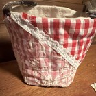 Women   s Red   White Gingham Shoulder Bag W  Embroidered Lace Accents  Lined