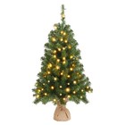 Christmas Tree 3 Ft W  150 Branches Pvc Material Top Stars Linen Base With Light