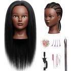 16  Human Hair Mannequin Head For Cosmetology  Styling   Braiding - Clamp Stand