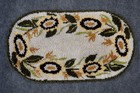 Mid Century 1970s Oval Sunflower Latch Hook Mat Shag Rug - 4x2