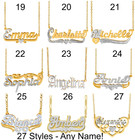 Personalized Silver Gold Script Double Any Name Plate Necklace   Chain 27 Styles