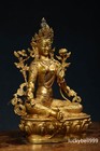 8 3  Antique Tibetan Buddhism Temple Bronze 24k Gilt Green Tara Buddha Statue