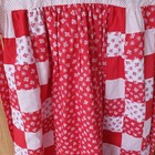  Vintage Handmade Full Floral Bib Apron Country Holiday Kitchen Apron Red White 