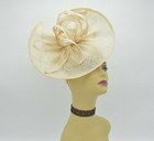 M8123  Natural beige  kentucky Derby Church Wedding Easter Sinamay Fascinator
