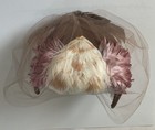 Vintage 1950s Feather Calotte Hat Birdcage Veil Velvet Bow Half Hat Fascinator