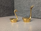 Vintage Solid Brass Swan Figurines Pair Set Of 2 Mid Century Modern Decor Taiwan
