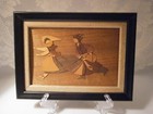 Vintage Polish Wood Inlay Marquetry Art Various Scenes Elegantly Framed Set Of 4