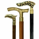 Lot Of 3 Vintage Antique Walking Cane Wooden Stick Brass Handle Knob Solid Gift