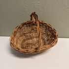 Small Vintage Hand Woven Oval Gathering Harvest Basket Natural
