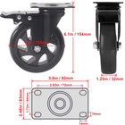 5 Inch Swivel Caster Wheels Set Of 4  Heavy Duty Casters With Brake  Polyurethan