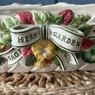 Fitz   Floyd Herb Planter     1990s Vintage Ceramic Floral Ribbon Lattice Design