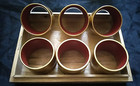 6 Lot Vtg Napkin Rings Antique Lacquer Japan Hand Paint Flower Wood Box Nos Htf