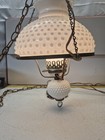 Vintage Milk Glass Hanging Light Hurricane Lamp Farmhouse Brass 