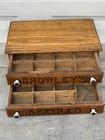 Antique Rare Two Drawer Crowley s Needles Display Case Wooden Sewing Cabinet Box