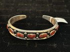 Reed Charley Navajo Handmade Sterling Silver And Seven Red Coral Cuff Bracelet