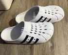 Adidas Men s White black Slide Sandals Us 8 Logo Accent Rubber Upper