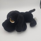 Russ Berrie Plush Puppy Dog Gunther Stuffed Lying Toy 9  Big Brown Eyes Black