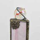 Triangular Kaleidoscope Pink Leaded Stained Glass Soldered Metal Frame Marble