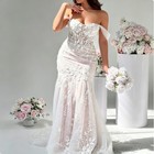 Blush Pink Mermaid Wedding Dresses Off The Shoulder Lace Plus Size Bridal Gowns