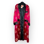 Vintage 60s Oriental Shanghai Satin Embroidered Smoking Jacket Robe Pink Size 46